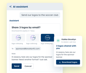 Marvia AI assistant DAM emailing assets