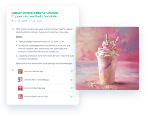 marketing calendar item with related assets