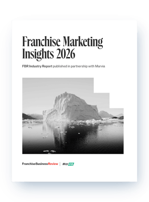 Cover of the 2026 Franchise Marketing Insights Report by Marvia and Franchise Business Review.