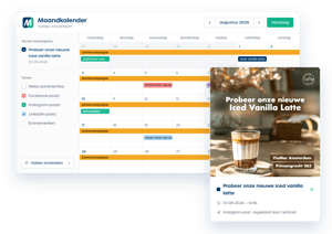 maandelijke marketing kalender met social post