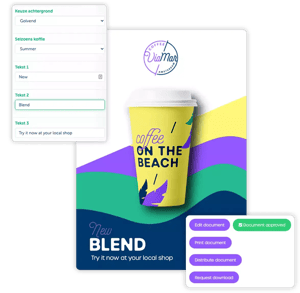 voorbeeld van de werking van Marvia's dynamische brand templates